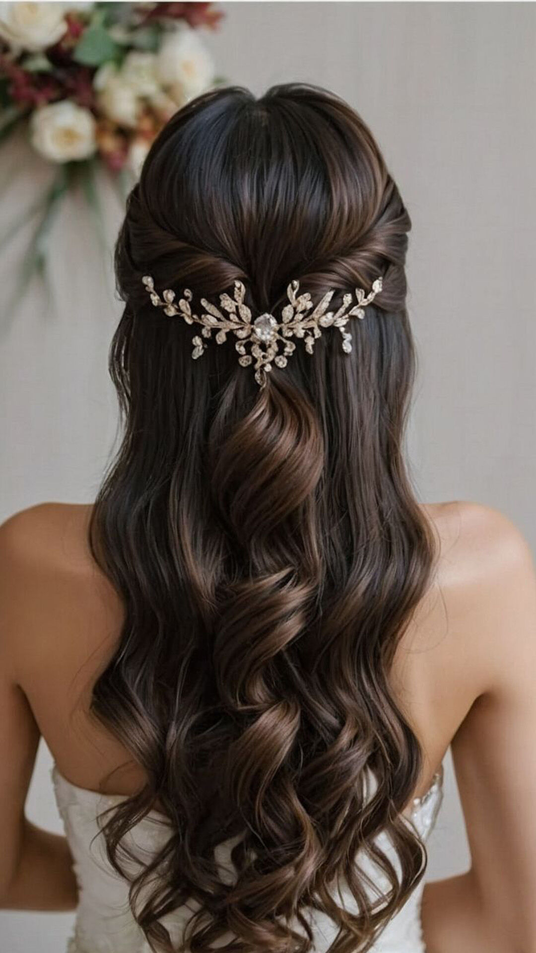 women flaunting her beautifull hair styled by hair stylish for her wedding